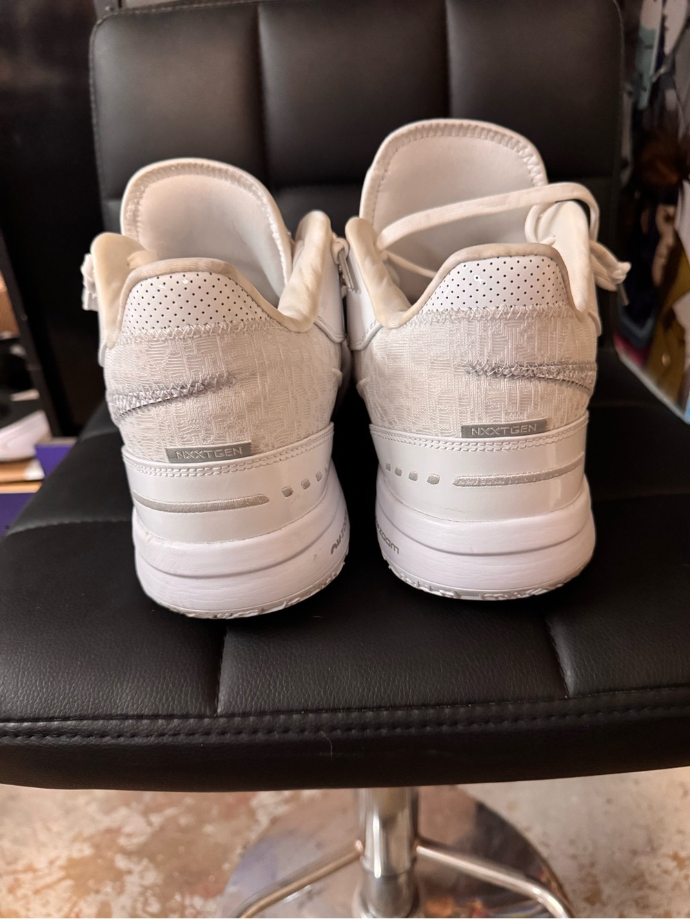 Nike Zoom LeBron NXXT Gen All-White Patent Leather Sneakers - Picture 4 of 7